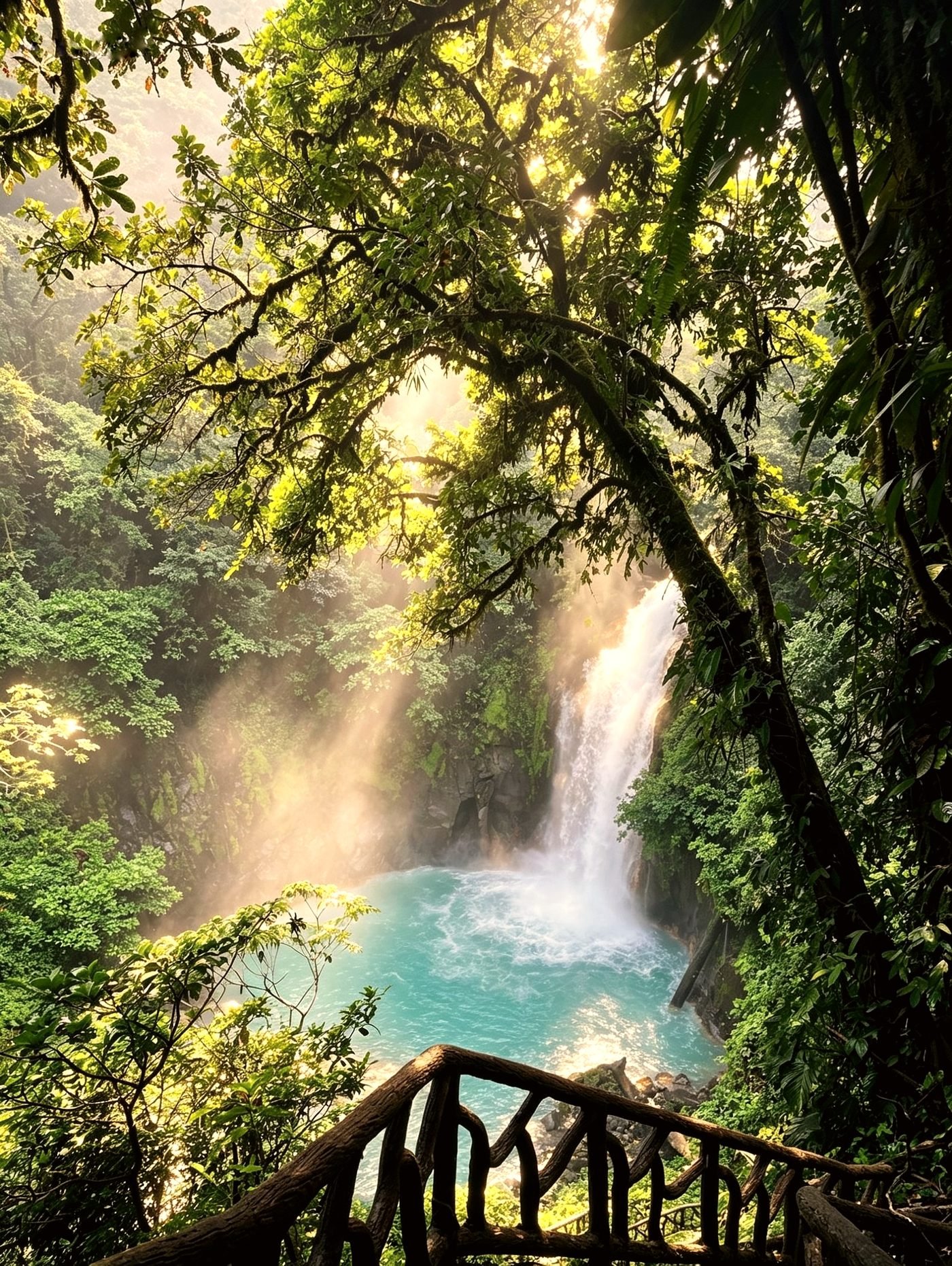 A thermal spa pool set into Costa Rican rainforest