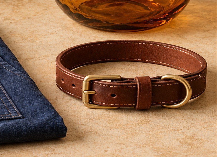 Illustrative leather pet collar for the Harry Barker maker listing