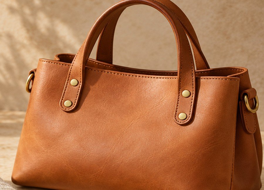 Illustrative vegetable-tanned leather handbag for the Lindquist maker listing