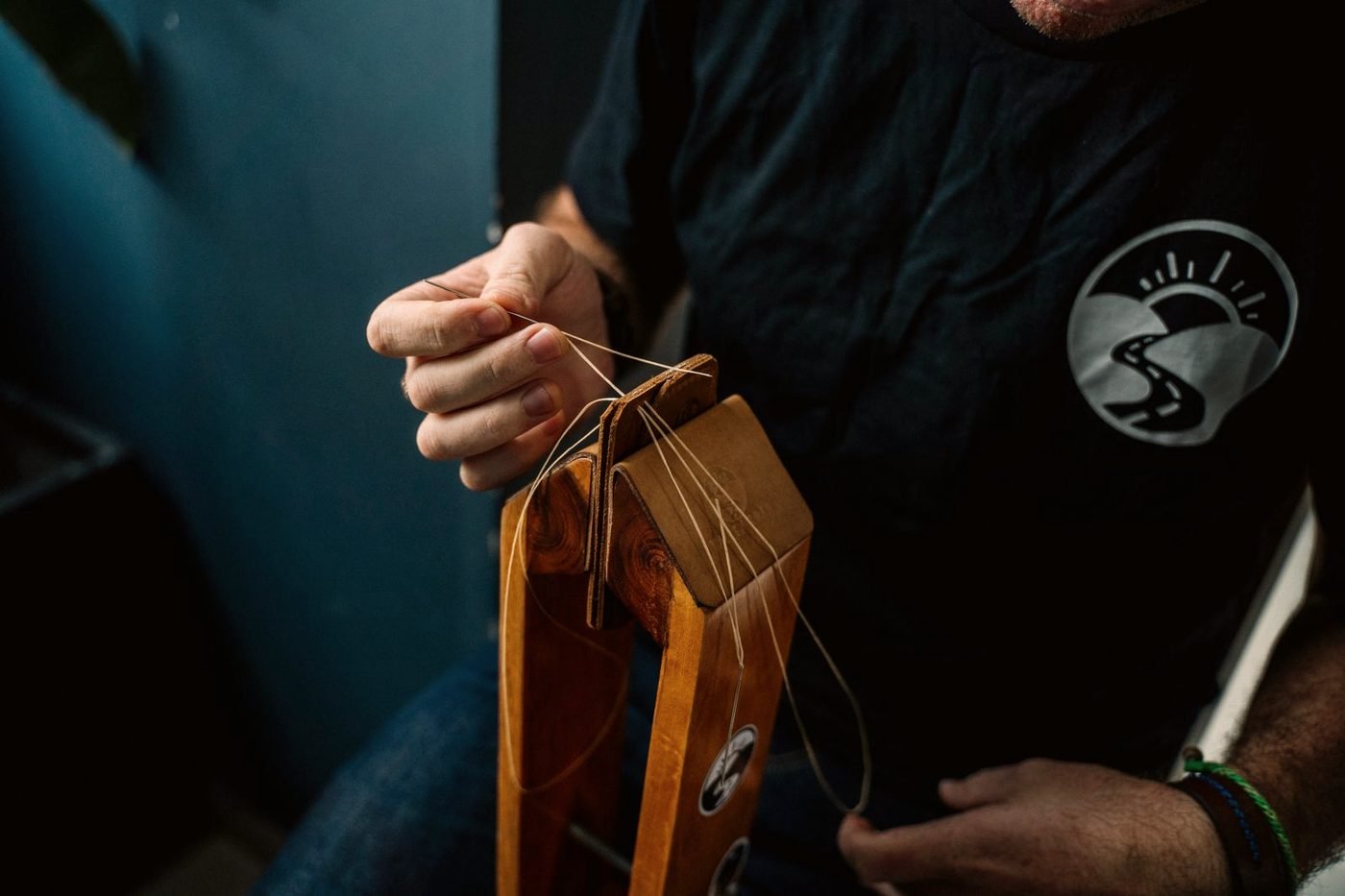 American made leather and textile goods styled together